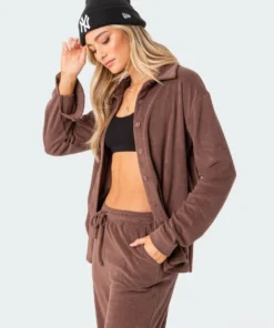 S11588_brown Abby Terry Shirt Tops