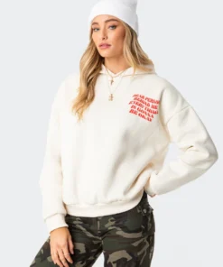 S11795_cream Everything'S Ok Hoodie New In