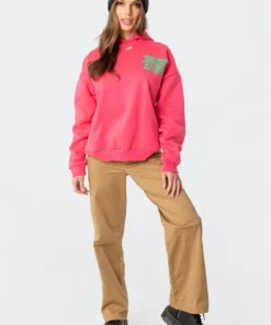 S11795_pink Tops Everything'S Ok Hoodie