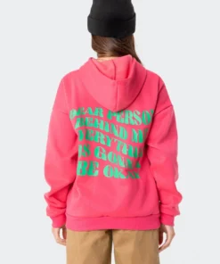 S11795_pink Tops Everything'S Ok Hoodie