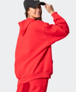 S11878_red New York Oversized Hoodie Tops