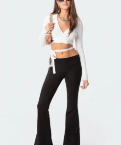 S11767_cream Tops Elianna Knitted Wrap Top