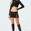 S11853_black Skirts Joelle Lace-Up Micro Skirt