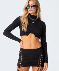 Edikted Shop 52 S11622_black Bonnie Cropped Sweater