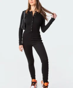 S11743_black Jumpsuits & Rompers Maddy Ribbed Jumpsuit