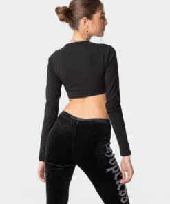 S11827_BLACK Cest La Vie Sequins Crop Top