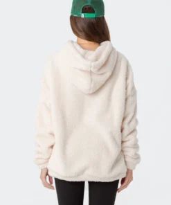 S11793_cream Teddy Oversized Hoodie
