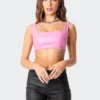 3009_pink New In Midnight Faux Leather Crop Top
