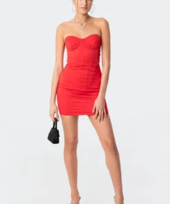 S11797_RED Dresses Corset Mini Dress