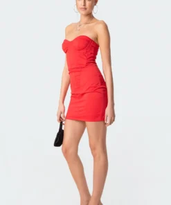 S11797_RED Dresses Corset Mini Dress