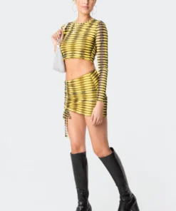 S11455_yellow Anisa Mesh Top Tops