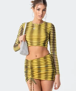 S11455_yellow Anisa Mesh Top Tops