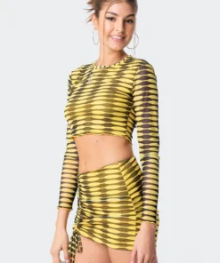 S11455_yellow Anisa Mesh Top Tops