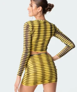 S11455_yellow Anisa Mesh Top Tops