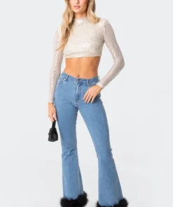 S11824_silver Christy Sequin Crop Top
