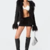 S11802_black Faux Fur Trim Coat