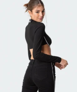 S11774_black Silver Stripe Bustier Top