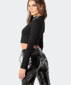 S11786_black Tops Nyx Cut-Out Crop Top