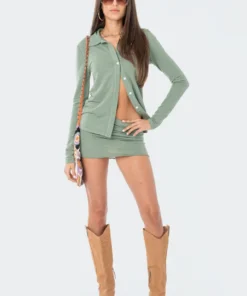 S11968_GREEN Arielle Mini Skirt New In