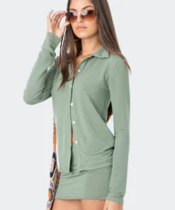 S11967_GREEN Arielle Button-Up Shirt Living Dolls