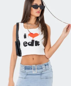 S11990_WHITE Living Dolls Love Ribbed Tank Top