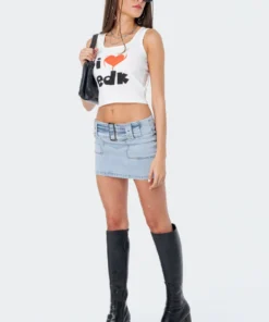 S11990_WHITE Living Dolls Love Ribbed Tank Top