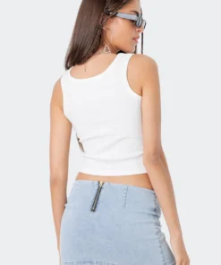 S11990_WHITE Living Dolls Love Ribbed Tank Top