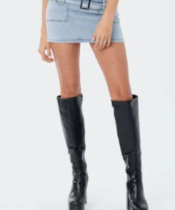 S12007_BLUE Bridget Low-Rise Denim Skirt