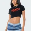 S12026_BLACK Desperate Cropped T-Shirt