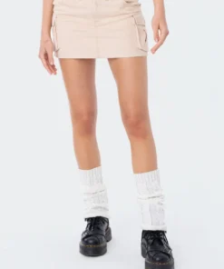 S11982_BEIGE New In Katya Low-Rise Cargo Skirt