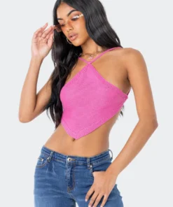 S11210_PINK Harlow Knitted Open-Back Top