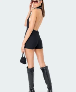 S11904_BLACK Annie Ribbed Open-Back Jumpsuit