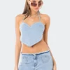 S11949_BLUE New In Pearly Heart Denim Top