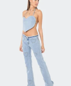 S11950_BLUE Pearly Heart Low-Rise Jeans