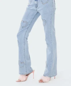 S11950_BLUE Pearly Heart Low-Rise Jeans