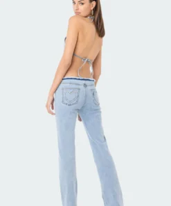S11950_BLUE Pearly Heart Low-Rise Jeans