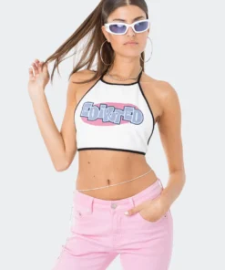 S11977_WHITE Mae Open-Back Halter Top Living Dolls