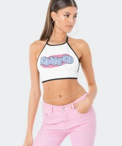 S11977_WHITE Mae Open-Back Halter Top Living Dolls