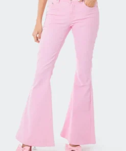 S11975_PINK New In Cupid Mid-Rise Flared Jeans