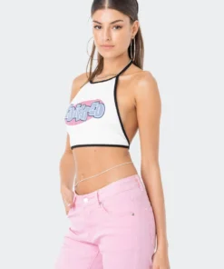 S11977_WHITE Mae Open-Back Halter Top Living Dolls