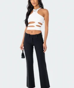 S11955_WHITE Maddy Cut-Out Top