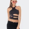 S11955_BLACK Maddy Cut-Out Top New In