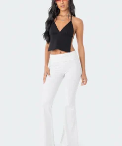 S11336_BLACK Lia Open-Back Tie Top New In