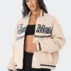 3018_beige Team Reckless Oversized Baseball Jacket Jackets & Coats