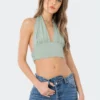 S11492_GREEN New In Bau Halter Top