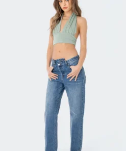 S11492_GREEN New In Bau Halter Top