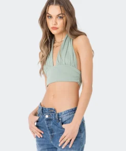 S11492_GREEN New In Bau Halter Top