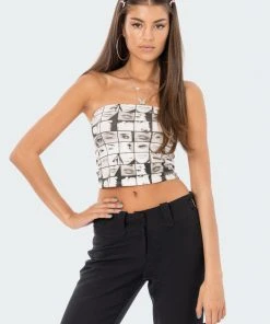 S12014_MIX New In Printed Strapless Tube Top