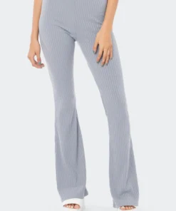 S11958_BLUE Living Dolls Claire Ribbed Flared Pants