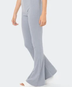 S11958_BLUE Living Dolls Claire Ribbed Flared Pants